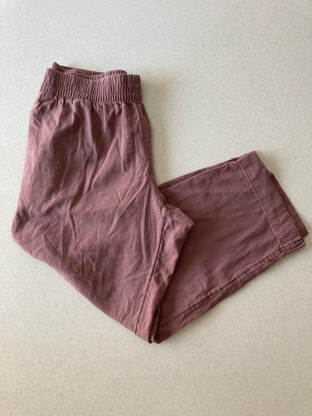 Old Navy High Waisted Linen Blend Straight Cropped Pants - Rose Taupe Women Sz L